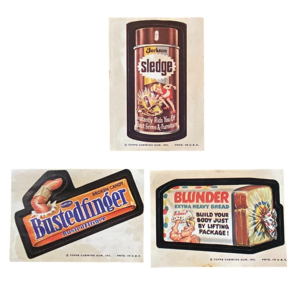 Topps Wonder Bread Wackies Stickers Blunder Bread Sledge Bustedfinger 1974 Lot 3